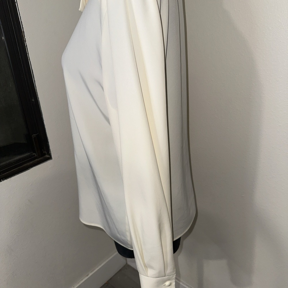 Ali miles top Tunic size medium Cream Long Sleeve Tie Neck Blouse - Picture 5 of 12